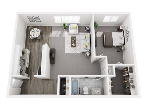 Floor plan for 1 bed, 1 bath, 720 sqft